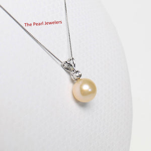 Peach Pearl Pendant – 14k White Gold with Diamond Bail