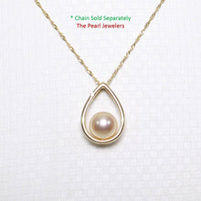Load image into Gallery viewer, Peach Pearl Raindrop Pendant with Diamond – 14k Yellow Gold