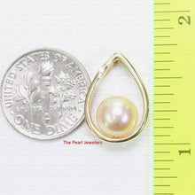 Load image into Gallery viewer, Peach Pearl Raindrop Pendant with Diamond – 14k Yellow Gold