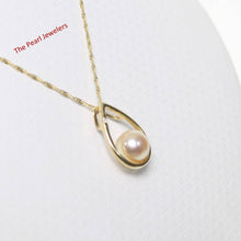 Load image into Gallery viewer, Peach Pearl Raindrop Pendant with Diamond – 14k Yellow Gold