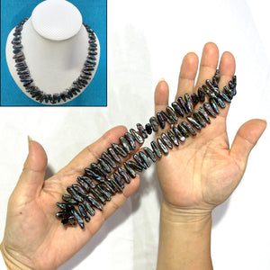 Peacock Biwa Pearl Necklace with 14k Yellow Gold Fish Tail Clasp