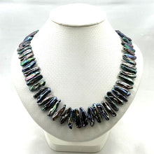 Load image into Gallery viewer, Peacock Biwa Pearl Necklace with 14k Yellow Gold Fish Tail Clasp