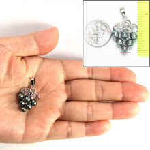 Load image into Gallery viewer, Peacock Pearl Grape Pendant – 14k White Gold + Diamonds