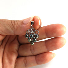 Load image into Gallery viewer, Peacock Pearl Grape Pendant – 14k White Gold + Diamonds