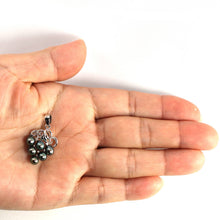 Load image into Gallery viewer, Peacock Pearl Grape Pendant – 14k White Gold + Diamonds