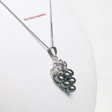 Load image into Gallery viewer, Peacock Pearl Grape Pendant – 14k White Gold + Diamonds