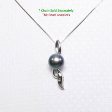 Load image into Gallery viewer, Peacock Pearl Pendant with Diamond – 14k White Gold Flowing Bail