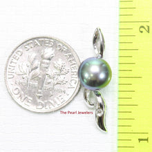 Load image into Gallery viewer, Peacock Pearl Pendant with Diamond – 14k White Gold Flowing Bail