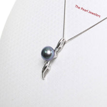 Load image into Gallery viewer, Peacock Pearl Pendant with Diamond – 14k White Gold Flowing Bail