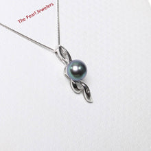 Load image into Gallery viewer, Peacock Pearl Pendant with Diamond – 14k White Gold Flowing Bail