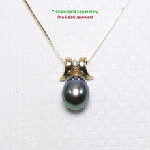 Load image into Gallery viewer, Peacock Pearl Pendant – 14k Yellow Gold Elephant Tusk + Diamond