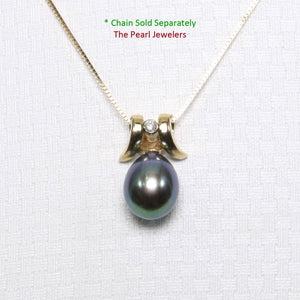 Peacock Pearl Pendant – 14k Yellow Gold Elephant Tusk + Diamond