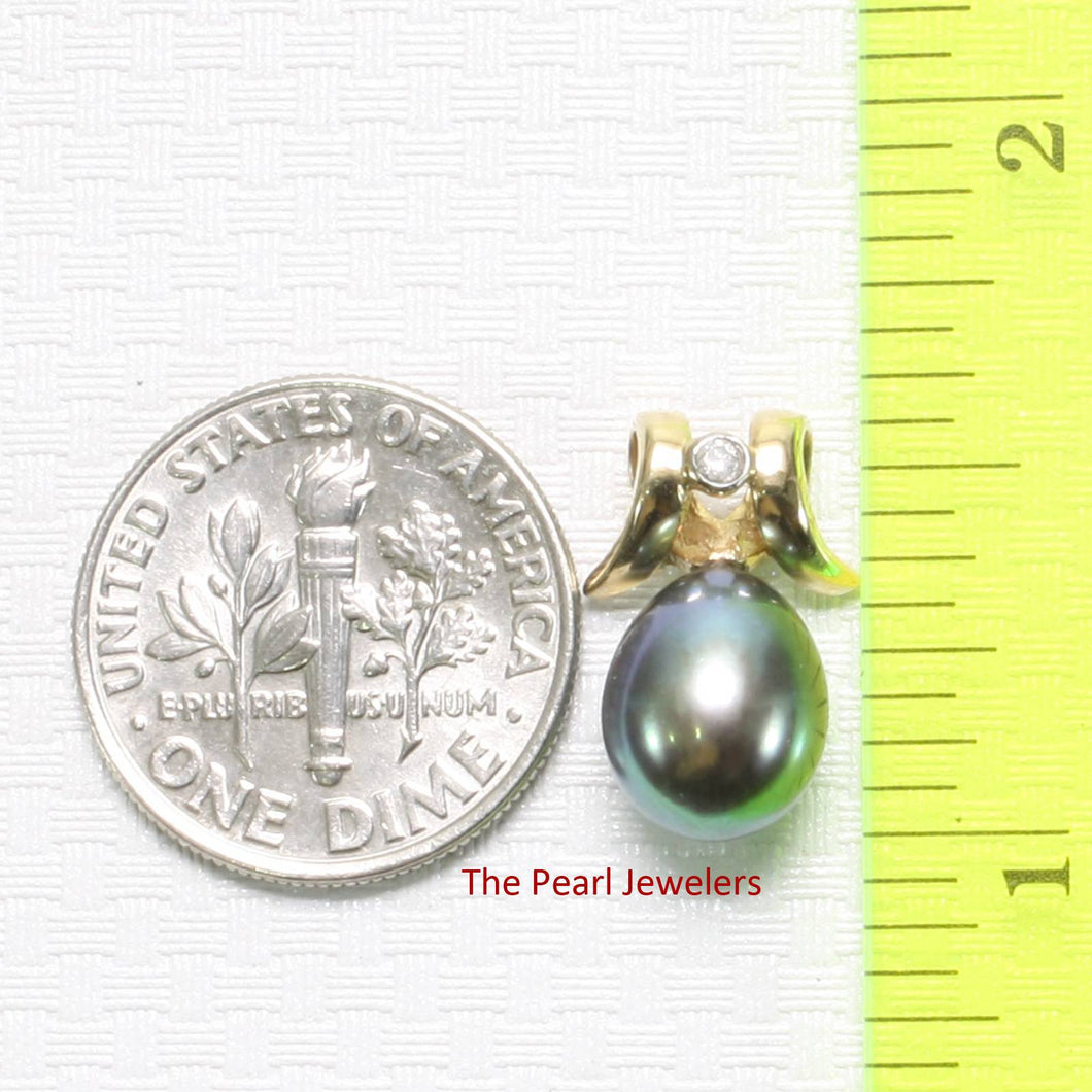 Peacock Pearl Pendant – 14k Yellow Gold Elephant Tusk + Diamond
