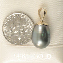 Load image into Gallery viewer, 14k Yellow Gold Flower-Bale Peacock Tahitian Pearl Pendant