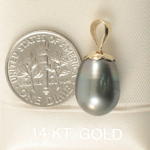 14k Yellow Gold Flower-Bale Peacock Tahitian Pearl Pendant