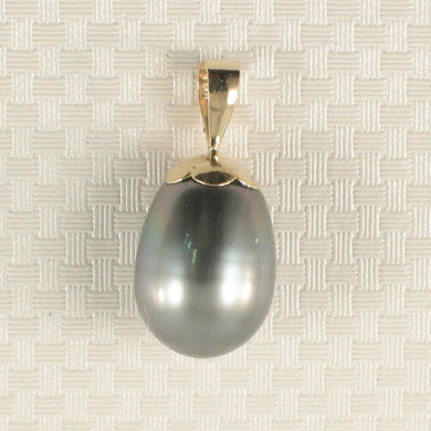 14k Yellow Gold Flower-Bale Peacock Tahitian Pearl Pendant