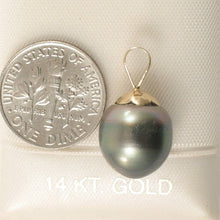 Load image into Gallery viewer, 14k Yellow Gold Flower-Bale Peacock Tahitian Pearl Pendant