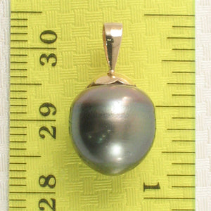 14k Yellow Gold Flower-Bale Peacock Tahitian Pearl Pendant