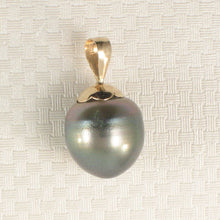 Load image into Gallery viewer, 14k Yellow Gold Flower-Bale Peacock Tahitian Pearl Pendant