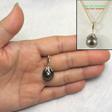 Load image into Gallery viewer, 12 mm Peacock Tahitian Pearl &amp; 14k Yellow Gold Flowery-Cap Pendant
