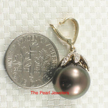 Load image into Gallery viewer, 12 mm Peacock Tahitian Pearl &amp; 14k Yellow Gold Flowery-Cap Pendant
