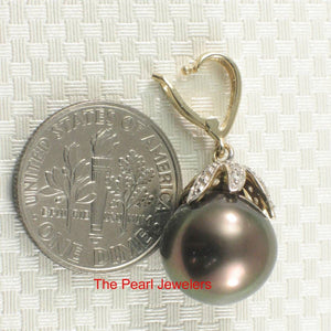 12 mm Peacock Tahitian Pearl & 14k Yellow Gold Flowery-Cap Pendant