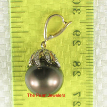 Load image into Gallery viewer, 12 mm Peacock Tahitian Pearl &amp; 14k Yellow Gold Flowery-Cap Pendant