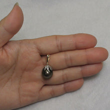 Load image into Gallery viewer, 12 mm Peacock Tahitian Pearl &amp; 14k Yellow Gold Flowery-Cap Pendant