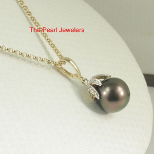 12 mm Peacock Tahitian Pearl & 14k Yellow Gold Flowery-Cap Pendant