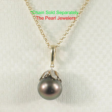 Load image into Gallery viewer, 12 mm Peacock Tahitian Pearl &amp; 14k Yellow Gold Flowery-Cap Pendant