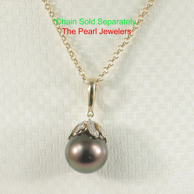 12 mm Peacock Tahitian Pearl & 14k Yellow Gold Flowery-Cap Pendant