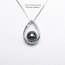 Load image into Gallery viewer, Peacock Pearl Raindrop Pendant with Diamond – 14k White Gold