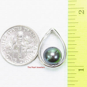 Peacock Pearl Raindrop Pendant with Diamond – 14k White Gold