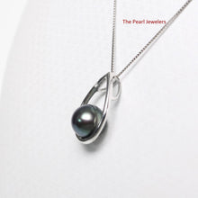 Load image into Gallery viewer, Peacock Pearl Raindrop Pendant with Diamond – 14k White Gold