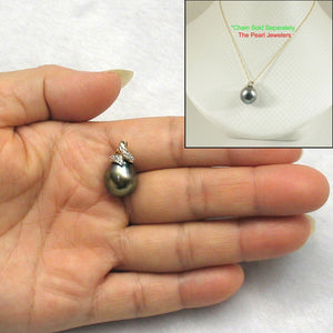 14k Yellow Gold & Diamond Natural Peacock Tahitian Pearl Pendant