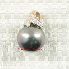 Load image into Gallery viewer, 14k Yellow Gold &amp; Diamond Natural Peacock Tahitian Pearl Pendant