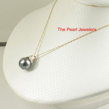 Load image into Gallery viewer, 14k Yellow Gold &amp; Diamond Natural Peacock Tahitian Pearl Pendant
