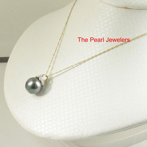 14k Yellow Gold & Diamond Natural Peacock Tahitian Pearl Pendant