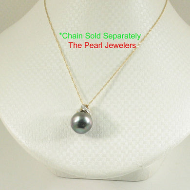14k Yellow Gold & Diamond Natural Peacock Tahitian Pearl Pendant
