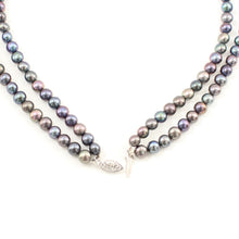 Load image into Gallery viewer, Double Strand Peacock Pearl Necklace with 14K White Gold Clasp