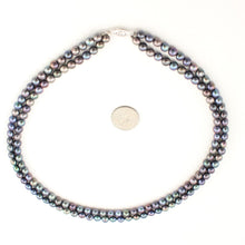 Load image into Gallery viewer, Double Strand Peacock Pearl Necklace with 14K White Gold Clasp
