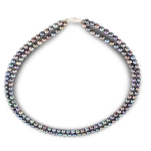 Load image into Gallery viewer, Double Strand Peacock Pearl Necklace with 14K White Gold Clasp