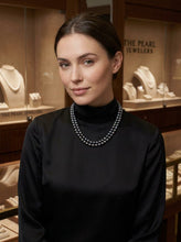 Load image into Gallery viewer, Double Strand Peacock Pearl Necklace with 14K White Gold Clasp