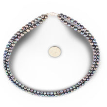 Load image into Gallery viewer, Double Strand Peacock Pearl Necklace with 14K White Gold Clasp