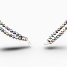 Load image into Gallery viewer, Double Strand Peacock Pearl Necklace with 14K White Gold Clasp