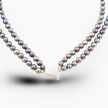 Load image into Gallery viewer, Double Strand Peacock Pearl Necklace with 14K White Gold Clasp