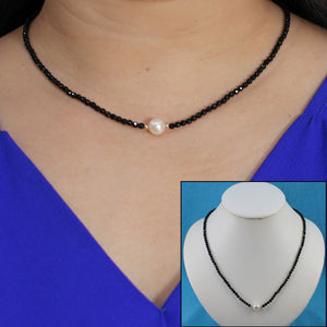Black Onyx & Pearl Necklace with 14K Gold Beads