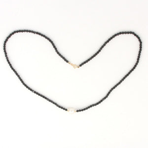 Black Onyx & Pearl Necklace with 14K Gold Beads