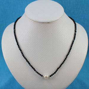 Black Onyx & Pearl Necklace with 14K Gold Beads