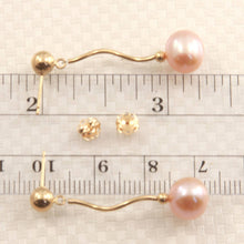 Load image into Gallery viewer, Pink-Cultured-Pearl-14k-Yellow-Gold-Spiral-Tube-Dangle-Earrings-1015342